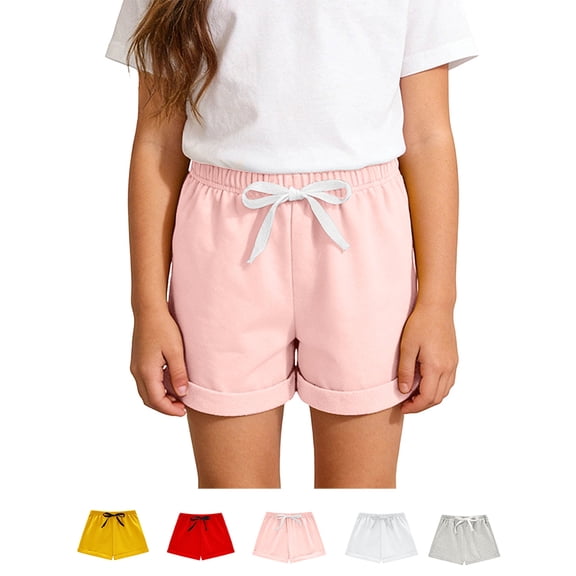 Afuyipoi Toddler Boys Girls Soft Cotton Shorts(1-8 Years), Kids Summer Solid Color Breathable Casual Lounge Shorts Pink Size 3T