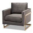 thumbnail image 1 of Baxton Studio Matteo Velours avec Chaise d'Appoint Finition Or en Gris, 1 of 9