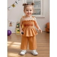 thumbnail image 5 of Jxzom Halloween Toddler Girl Outfits Pumpkin Smocked Spaghetti Strap Tank Top Dress Gingham Plaid Pants Halloween Clothes, 5 of 10