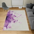 thumbnail image 2 of Flower Turkish Area Rug, Abstract Themed Modern Futuristic Image with Water Like Colored Art Print, Soft Carpet for Living Room Decor with Distressed Look, 4' X 5.7', Violet, by Ambesonne, 2 of 4