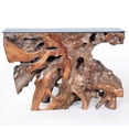 thumbnail image 5 of Rustic Teak Wood Root Live Edge Console Table with Glass Top, 48 inches, 5 of 8