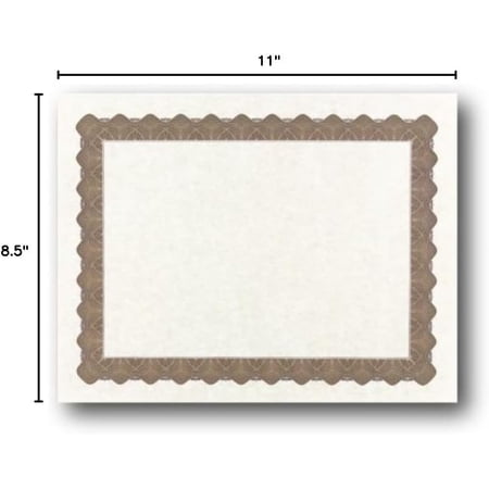 Metallic Border Parchment Certificate Paper - 250 Certificates - 8 1/2" x 11" - Premium Printable Blank Certificates (Gold)