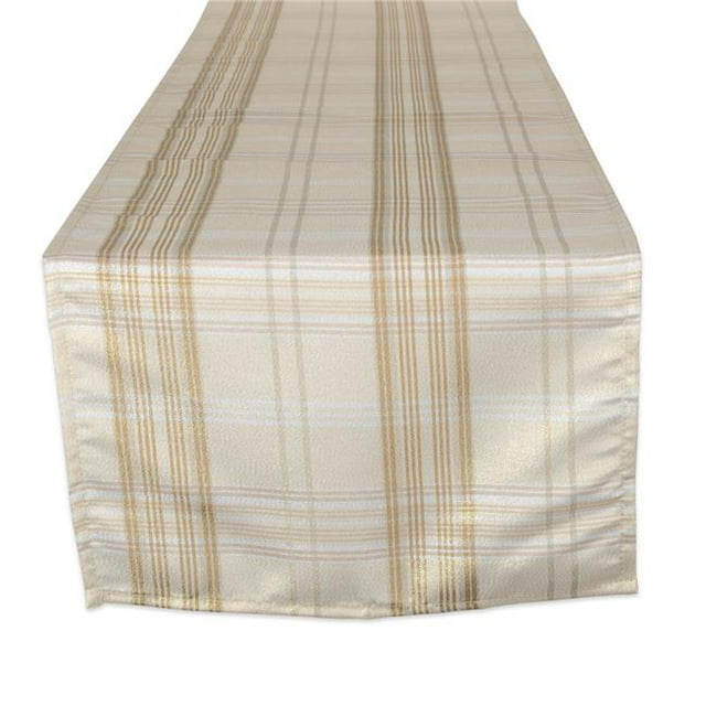 Design Imports CAMZ10905 14 x 108 in. Cream Metallic Plaid Table Runner