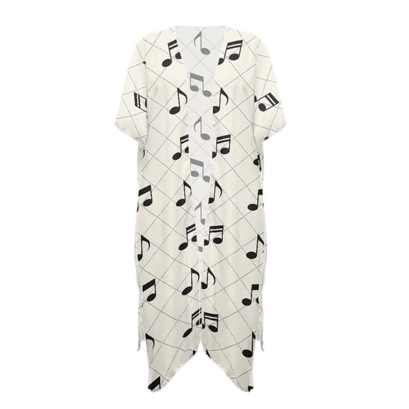 Xoenoiee Music Note Print Womens Kimono Cardigans Half Sleeve Oversized Beach Cover Up Cape Open Front Swimwear Beachwear for Swimming Pool Beach Vacation