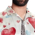 thumbnail image 5 of Eiffel Tower Valentine's Day Men's Poplin Casual Printed Button Down Short Sleeve Summer Beach Shirts Unisex, 5 of 6