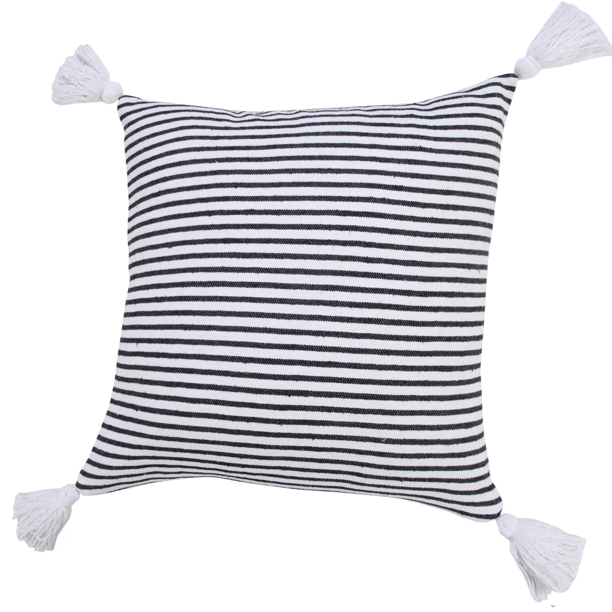 Harlow Hill Handwoven Striped Cotton Throw Pillow Cover - 20" - White and Black