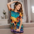 thumbnail image 3 of Fotbe Colorful Textured Chihuahua Bata de Dormir para Mujer con Estampado, Camisón de Algodón de Manga Corta, Ropa de Dormir Casual, 3 of 6