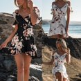 thumbnail image 2 of Femmes Boho Floral Mousseline Soirée Plage Courte Mini Robe Sundress, 2 of 5