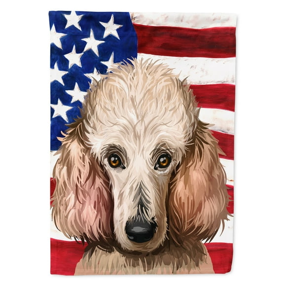 Poodle Dog American Flag Garden Flag