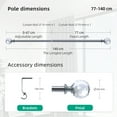 thumbnail image 3 of Curtain Rod Chrome Extendable Curtain Rod 28" to 48" Adjustable Curtain Rods Includes rods, ball finials, brackets, hardware kits, 3 of 8