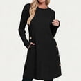 thumbnail image 2 of Lmueinov Womens Sweater Dress Long Sleeve Ribbed Knit Tunic Dress Crew Neck Mini Dress with Pockets Buttons Stretchy Casual Fall Tops for Leggings, 2 of 8