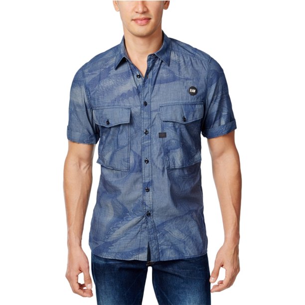 Camisa de mezclilla ligera G-Star Raw Type-C para hombre azul extragrande