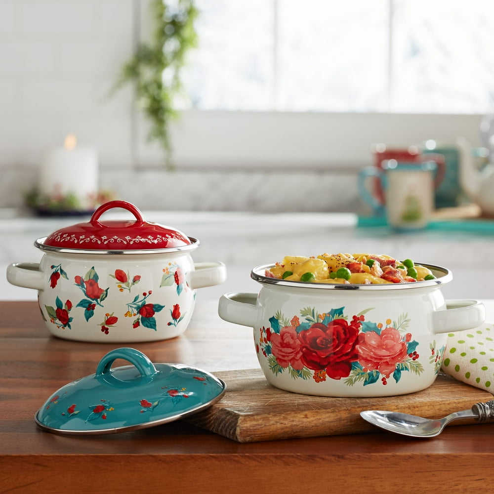 The Pioneer Woman Cheerful Rose Mini Dutch Ovens, Set of 2 Walmart