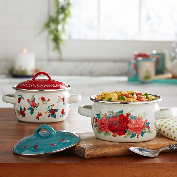 The Pioneer Woman Cheerful Rose Mini Dutch Ovens, Set of 2 Walmart