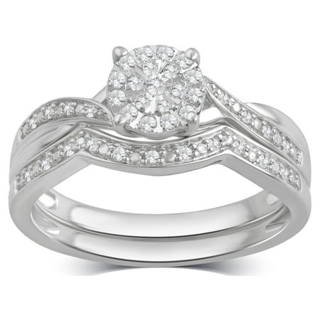 Forever Bride Infinity-Inspired 1/5ct Diamond Engagement & Wedding Ring Set, Sterling Silver