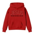 thumbnail image 4 of LIIPEE Girls Boys Hoodies Fall Winter Letter Printed Long Sleeve Pullover Hooded Sweatshirt With Pocket Toddler Stylish Outdoor Play Sweatshirts,Red,3-4 Years, 4 of 4