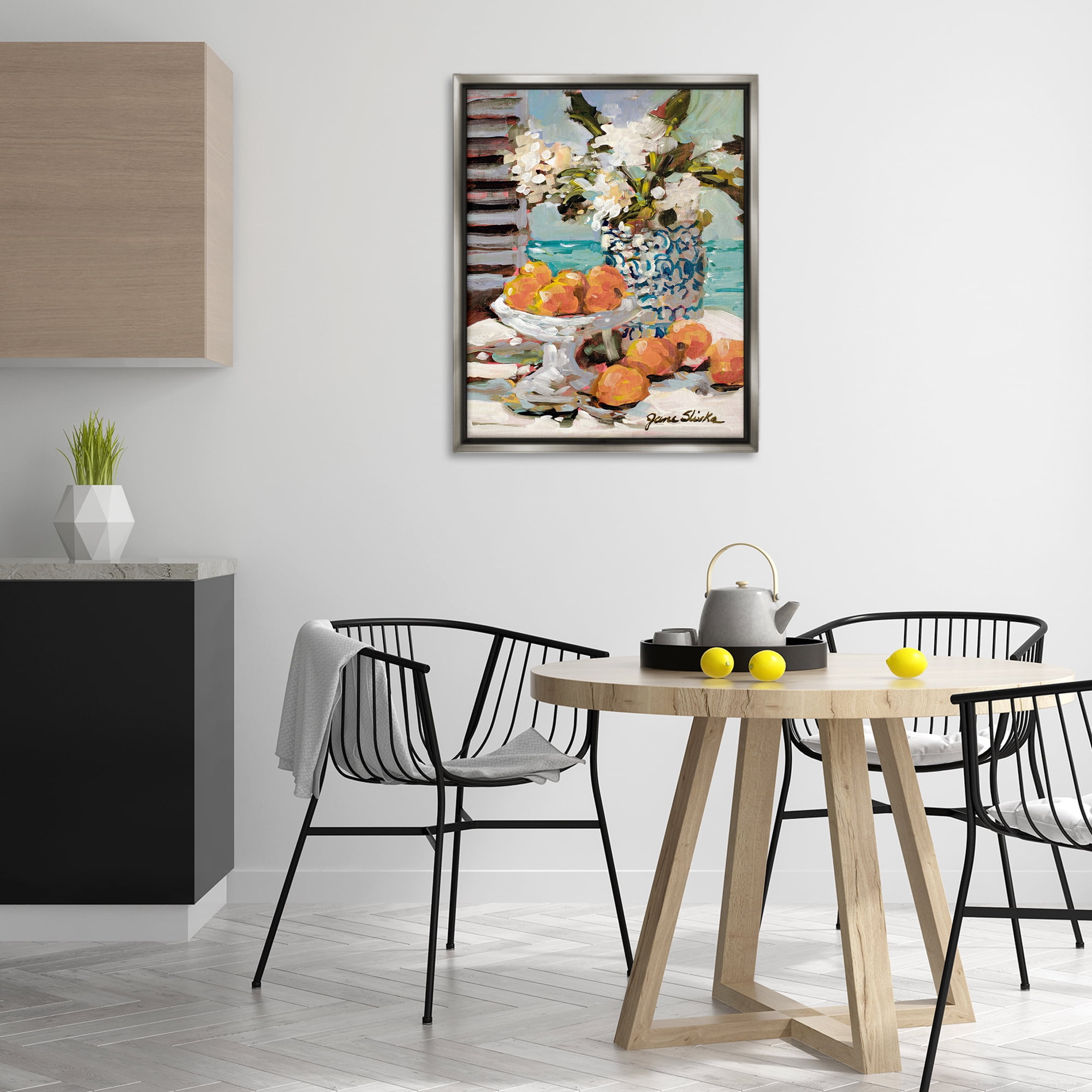 Stupell Industries Coastal Fruits Still Life Food & Beverage Painting Gray Floater Framed Art Print Wall Art, 25 x 31