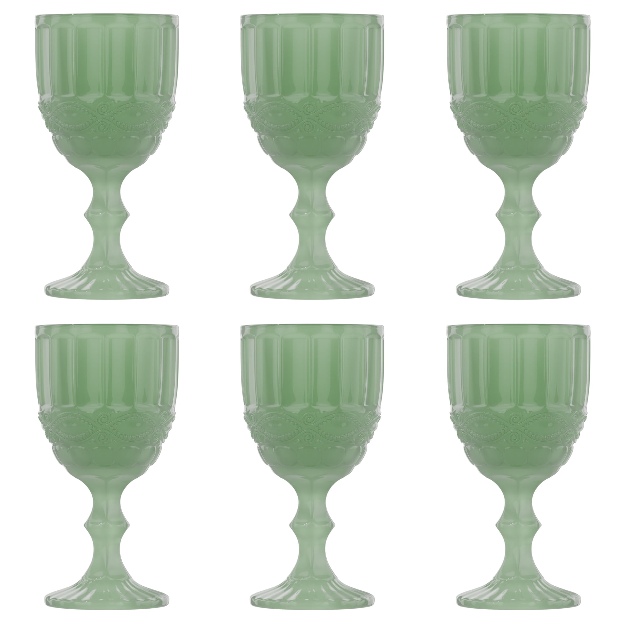 Elle Decor Wine Glasses Jade Green Colored Glassware Set, Set of 6 (8.4