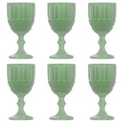 Elle Decor Wine Glasses Jade Green Colored Glassware Set, Set of 6 (8.4 oz)