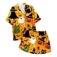 thumbnail image 7 of Ulitacool Womens Sexy Pajamas Halloween Lapel Pumpkin Print Sleepwear Top And Pants Jammies Short Sleeve Nightwear Autummn Winter Comfy Clothes L Orange, 7 of 7