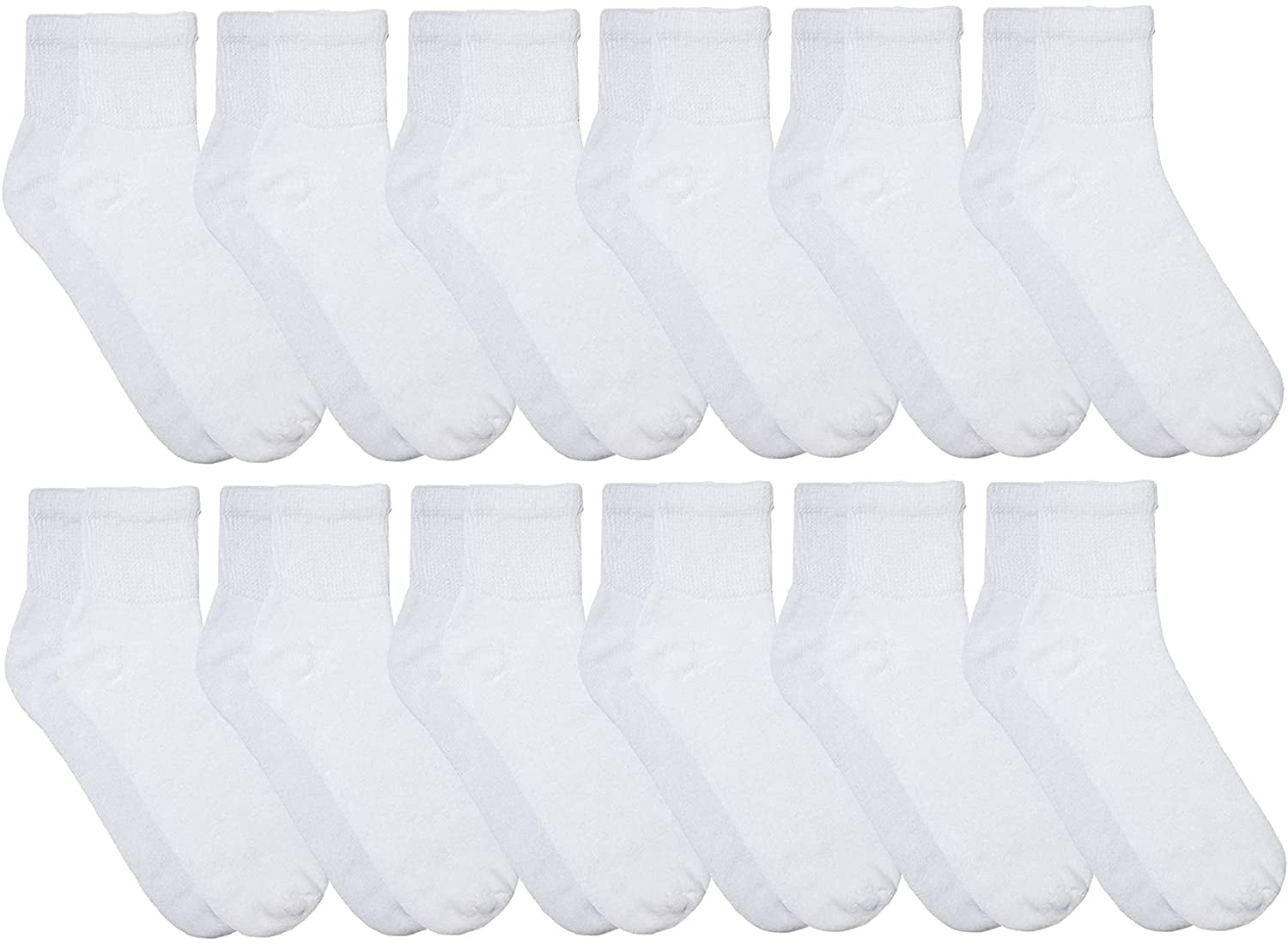 Yacht & Smith Value Pack of Diabetic Nephropathy And Edema Ankle Socks for Men and Women, Ring Spun Cotton (White - 12 Pairs, 10-13)
