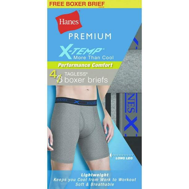 Hanes Men's Premium X-Temp Cotton Long Boxer Brief Small S/P 28-30 ...
