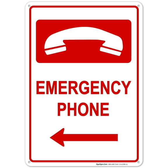 Emergency Phone Left Arrow Sign,