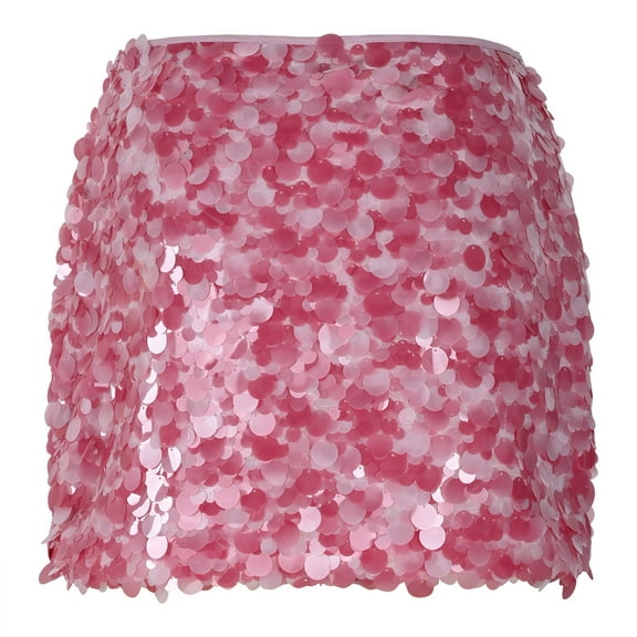 UQJfacai Sequin Skirt for Women Shine Glitter Sparkle Stretchy Bodycon Mini Skirts Night Out Party