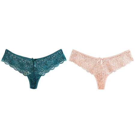 2-Pack Women Lace T Pants Low Waist Panties Thong Panties Fart Pads for Underwear Women Womens Trunks Underwear Boy Shorts Underwear for Women plus Size 4x Ladies No Show Underwear Comfort