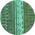 thumbnail image 1 of Ahgly Company Machine Washable Indoor Round Southwestern Turquoise Blue Country Area Rugs, 6' Round, 1 of 4