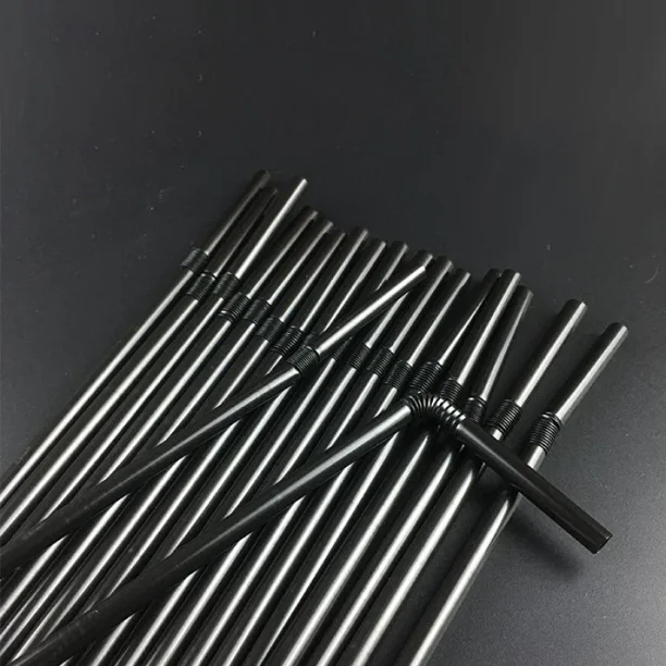 100 pajitas de plástico negras desechables Rietjes de 21 cm de largo, flexibles, para cócteles, accesorios para bebidas de cocina