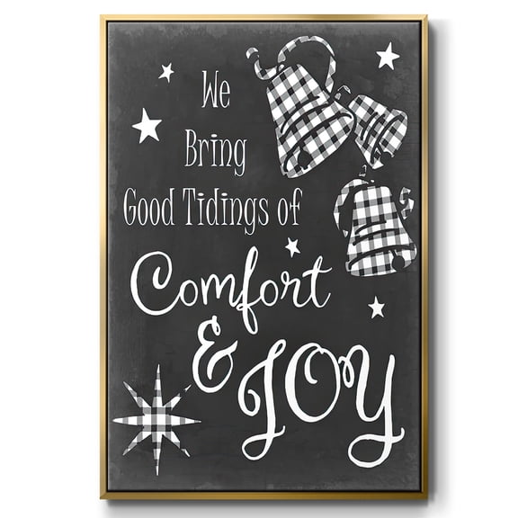 Comfort and Joy - Framed Gallery Wrapped Holiday Canvas - 17 x 25 - Gold Frame