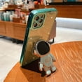thumbnail image 5 of Compatible for iPhone 11 Pro Max 6.5 Inch Bling Plating Astronaut Hidden Stand Case, Cute 6D Stand Glitter Phone Case for Women Girls Soft TPU Shockproof Back Cover - Green, 5 of 12