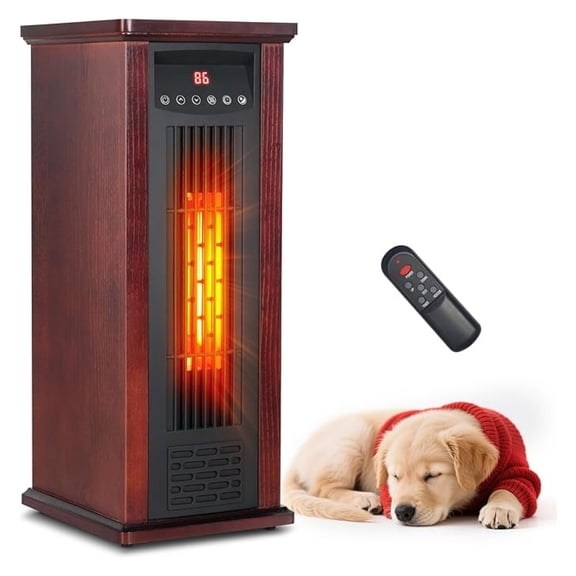 1500W Electric Infrared Space Heater, Heater for Indoor Use, Tip-Over & Overheat Protection with Control, 3 Heat Settings, 12H Timer for Large Room Basement