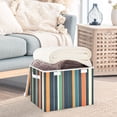 thumbnail image 3 of Yayeee Collapsible Cube Storage Bin with Lid Fabric Closet Decorative Basket with Handles, Navy Blue Stripes, 3 of 7