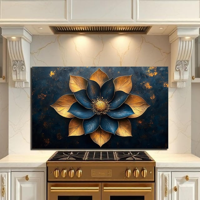 Tempered Glass Backsplash for Kitchen,Flowers Stove Splashback, Glass Backsplash, Easy to Install and Clean, Used for Kitchen Wall Protection and Decoration. (30x18'')
