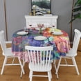thumbnail image 2 of Round Waterproof Tablecloth 60×60 Inch, Boho Style Reusable Indoor/Outdoor Durable Table Cover for Party Kitchen Dinner Room Decor, 2 of 6