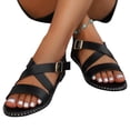 thumbnail image 1 of Mefallenssiah Summer Flat Bottomed Round toe Solid Color Straight Line Buckle Wearing Beach/Roman Sandals Outside, 1 of 5