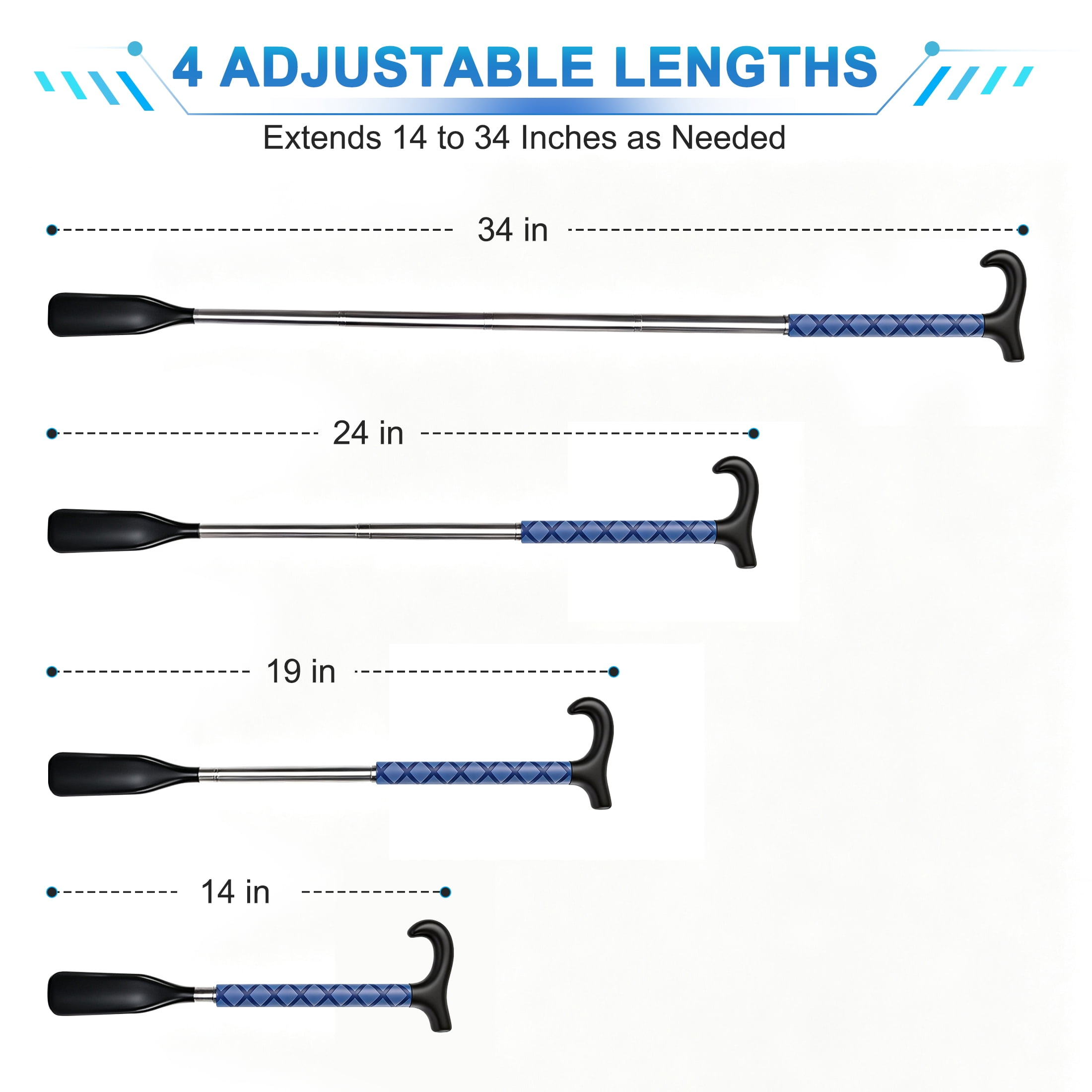 GARITIN Shoe Horn with Long Handle, Rust-Proof Stainless Steel Shoe Helper for Seniors Men & Pregnant Women