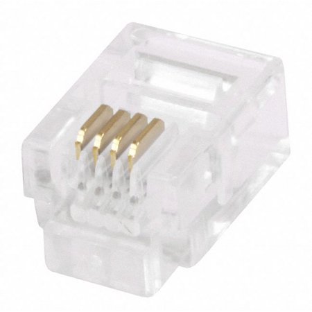 UPC: 0844660073154 | Monoprice 6P4C RJ11 Plug (50 Pieces/Pack) Clear Plastic Housing For Stranded Wire  Round Phone Cables