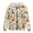 Beige Halloween Duck Print, variant on Lime Green Clover Print Full Zip Hoodie for Women Long Sleeve Loose Fit Drawstring Hooded Sweatshirt with Kangaroo Pocket Casual St. Patrick's Day Outerwear, Daily Wear, M