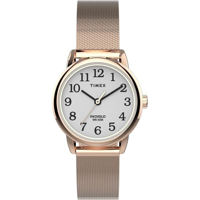 Timex TW2U081009J 25 mm Womens Easy Reader Rose Gold Tone Mesh Watch Walmart