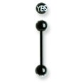 thumbnail image 2 of Designer Non Metal Acrylic 14G 5/8 In. Lg Yes Design White On Black Barbell Made In China -Jewelry By Sweet Pea Creations, 2 of 2