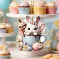 thumbnail image 4 of POLISE Spaces Bunny in Teacup with Flowers 2D Acrylic Easter Ornament for Tree, Wall or Shelf, Pastel Egg & Floral Design, Spring Home Decor & Gift for Collectors, 4 of 6