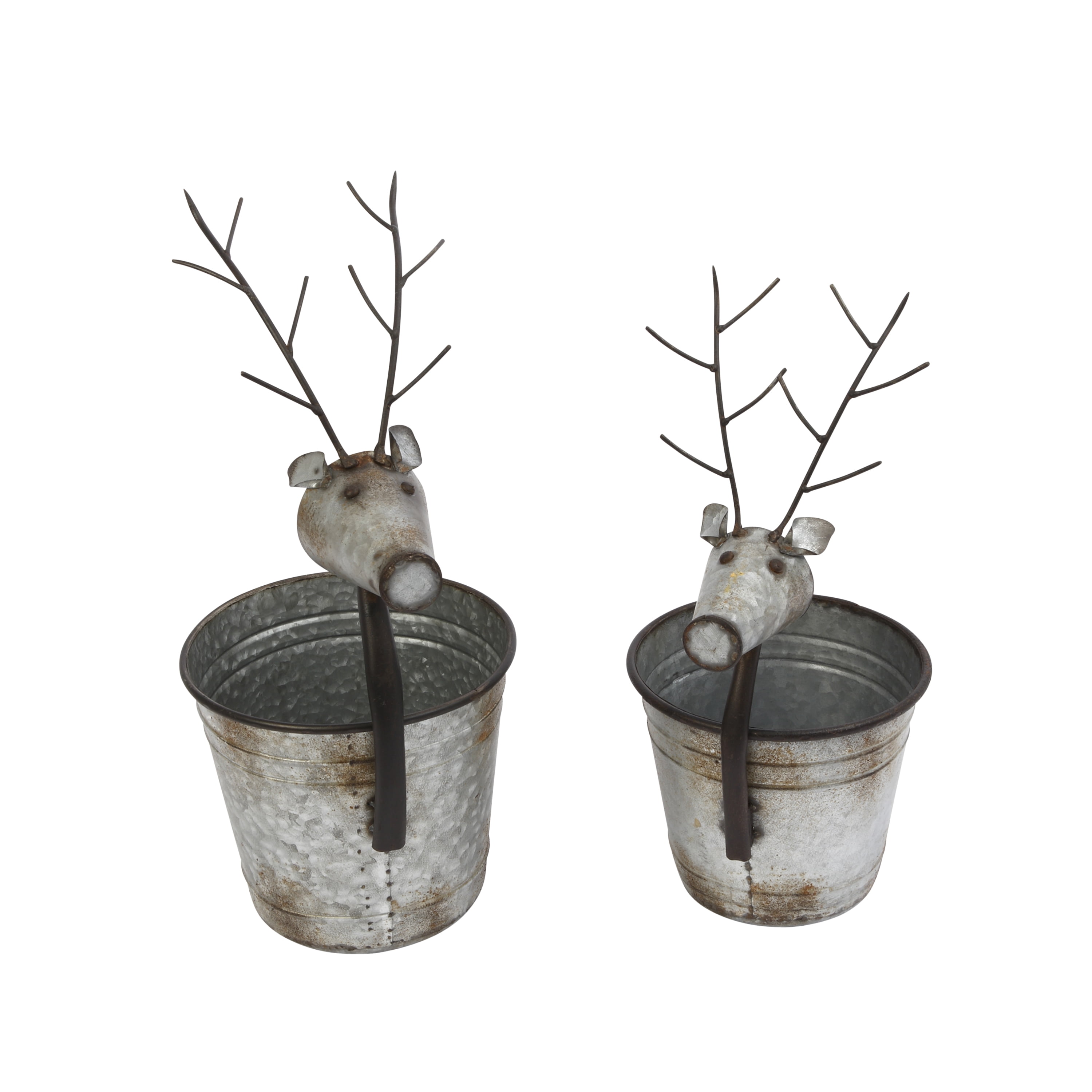 Gerson Rustic Metal Deer Containers (Set of 2)