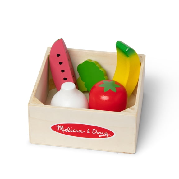Melissa & Doug Food Groups Wooden Play Food Set with Crate – Produce - FSC Certified