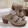 thumbnail image 4 of Aueoeo Slip On Wedge Sandals for Women Open Toe Mid Block Heel Platformed Dressy High Heel Beach Summer Sandals Comfortable Wedges Shoe Mules, 4 of 9