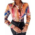 thumbnail image 3 of Blusas para Mujer, con Botones, Estilo Informal, de Negocios, de Larga, Elegantes y Sexys. Estampado Naranja S, 3 of 10
