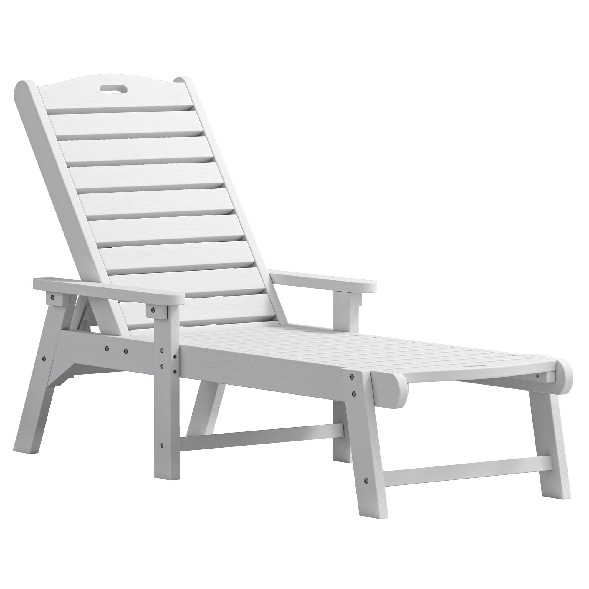Uforic Outdoor Heavy Duty Resin Patio Lounger with Adjustable Backrest, Wide Armrest, White