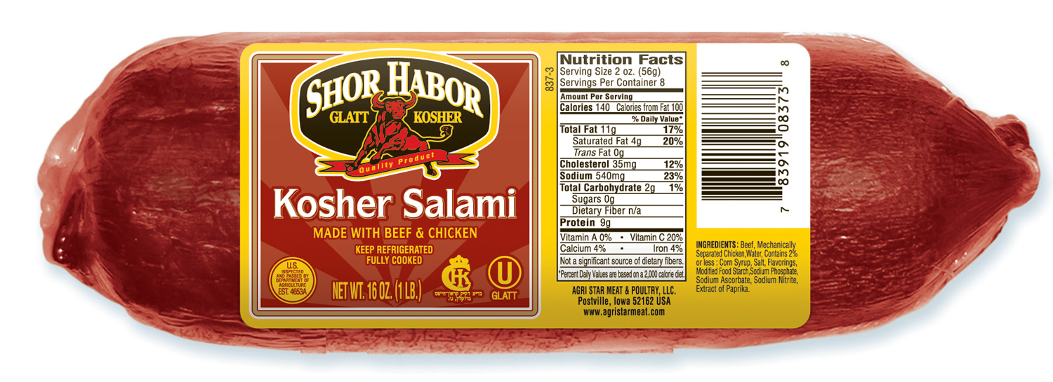 Shor Habor Kosher Salami Chub, 16 Oz.